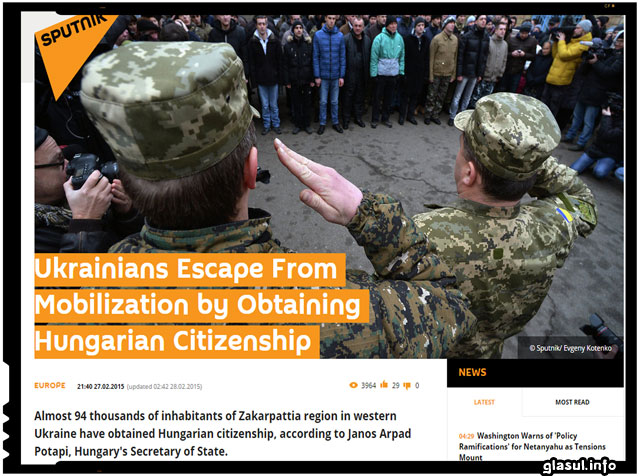 Aproximativ 90.000 de ucraineni au scapat de mobilizare obtinand cetatenia maghiara, sursa imagine: sputniknews.com