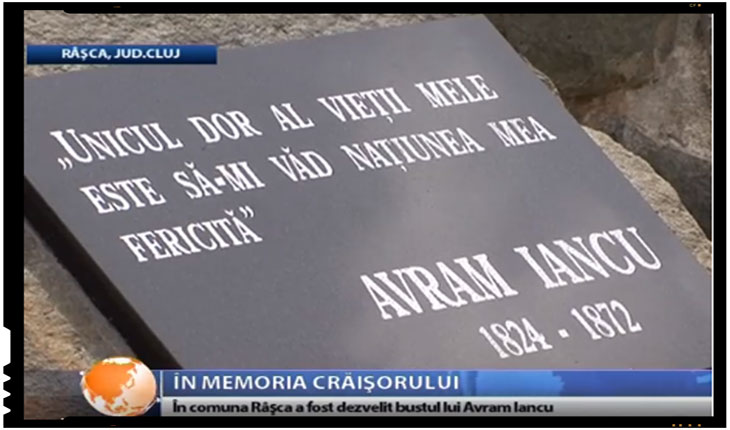 Bust al lui Avram Iancu dezvelit la Râşca, în judeţul Cluj, FOTO: TVR Cluj