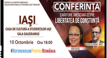 Pe 10 octombrie la IAŞI va avea loc conferinƫa “O mărturie americană despre libertatea de conștiinta”