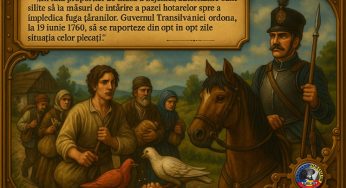 19 Iunie 1760 – În faţa proporţiei de masă a bejeniei, Guvernul Transilvaniei e silit să ia măsuri de întărire a pazei hotarelor spre a împiedica fuga ţăranilor