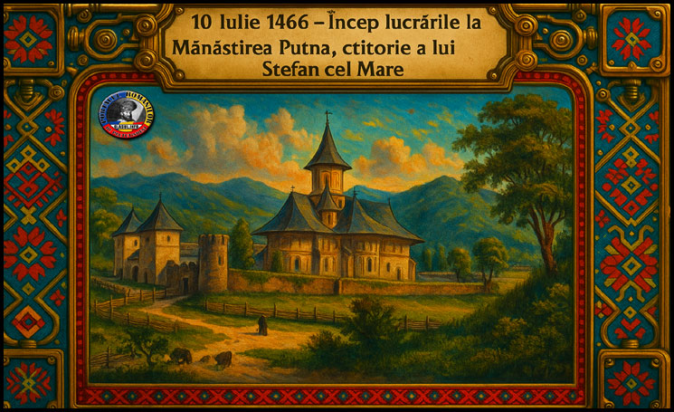 10 Iulie1466 - Încep lucrările la Mănăstirea Putna, ctitorie a lui Ştefan cel Mare