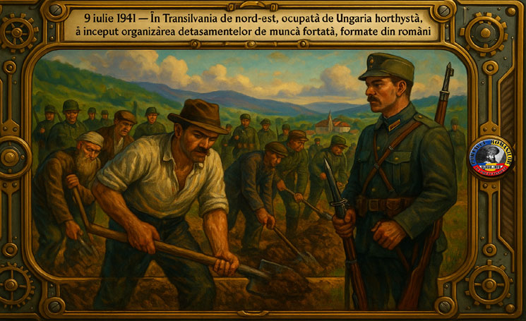 9 iulie 1941 - În Transilvania de nord-est, ocupată de Ungaria horthystă în urma Dictatului de la Viena, a început organizarea de către autoritațile maghiare a detaşamentelor de muncă forţată, formate din români