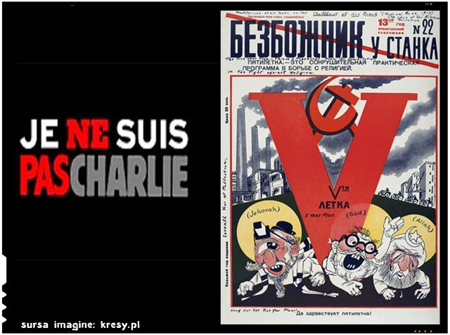 A fost initiata o miscare impotriva fenomenului “Charlie Hebdo”. In 1922 in Rusia exista o revista uimitor de asemanatoare cu “Charlie Hebdo”.