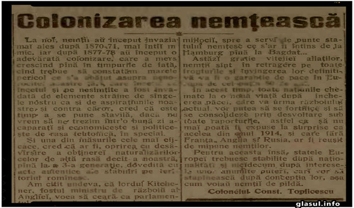 Cum era vazuta “colonizarea nemteasca” la inceputul secolului XX