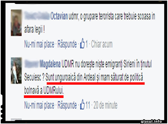 Declaratia zilei: “UDMR nu doreşte nişte emigranţi Sirieni în ţinutul Secuiesc ? Sunt unguroaică din Ardeal şi m-am săturat de politica bolnavă a UDMRului.”