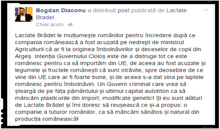 Bogdan Diaconu: “Un Guvern criminal care vrea sa stearga de pe fata pamantului si ultimul capital autohton ca sa mancam plasticurile din import, modificate genetic!”