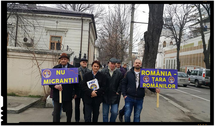 Membrii PRU Galati au protestat impotriva venirii imigrantilor in Romania