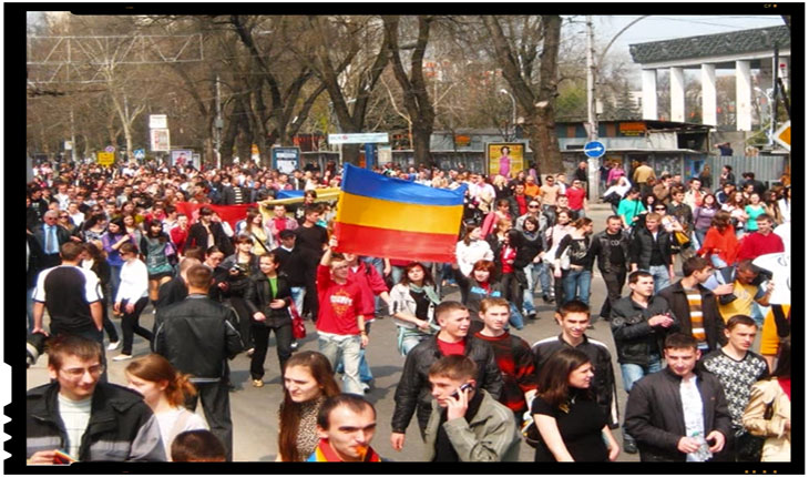 Chișinău 7 aprilie 2009: Un exercitiu de libertate al tinerilor romani din Basarabia