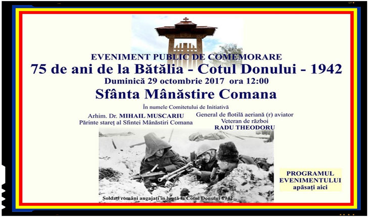 29 octombrie 2017: Comemorare 75 de ani de la Batalia Cotul Donului 1942, Foto: trezirealarealitate.ro