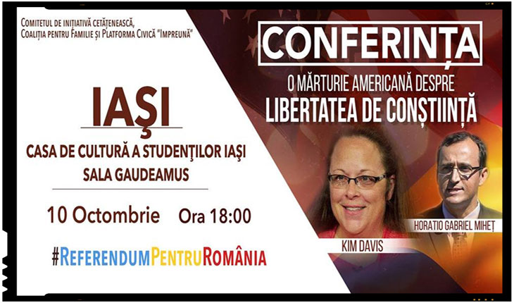 Pe 10 octombrie la IAŞI va avea loc conferinƫa “O mărturie americană despre libertatea de conștiinta”