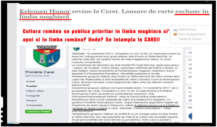 Proaspat deposedat de ordinul Steaua României, Kelemen Hunor isi anunta participarea la Carei la un eveniment cultural precedat de o lansare de carte exclusiv în limba maghiară