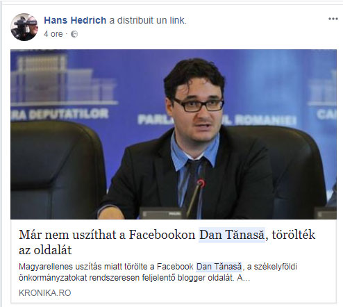 Hans Hedrich - Dan Tanasa, foto: captura facebook