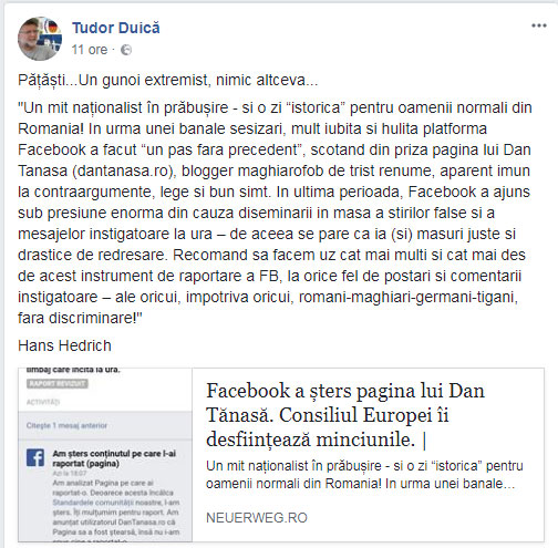 Tudor Duica, invectiva la adresa lui Dan Tnasa, foto: captura facebook