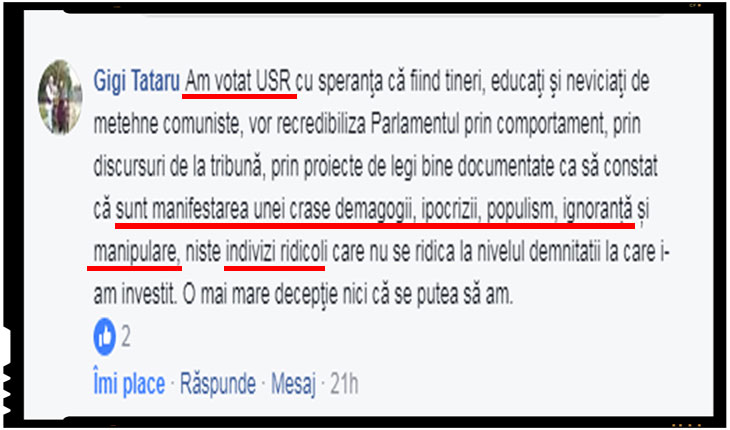 Se rupe lantul de iubire dintre cei care au votat USR-ul si Chichirăii de pe scena politica romaneasca?