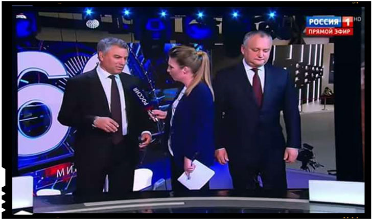 Și Republica Moldova are un ficus pe post de președinte! Dodon a fost folosit pe post de planta ornamentală de o televiziune din Rusia, Foto: facebook.com/ProUnire