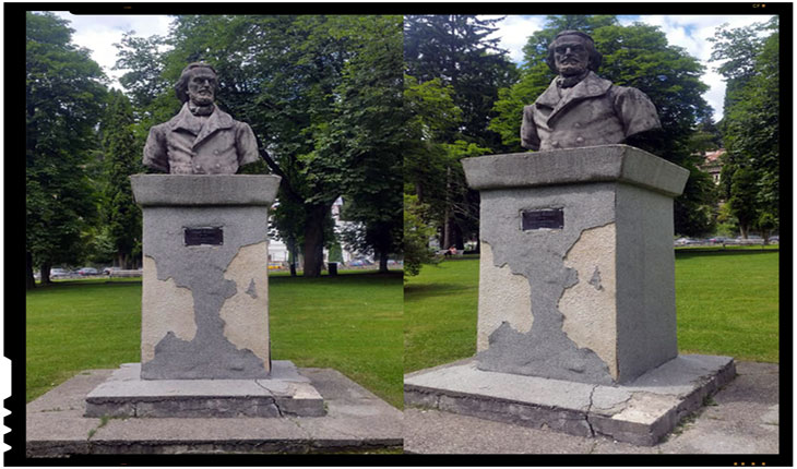 Statuia lui Nicolae Bălcescu din acelasi parc din Sinaia