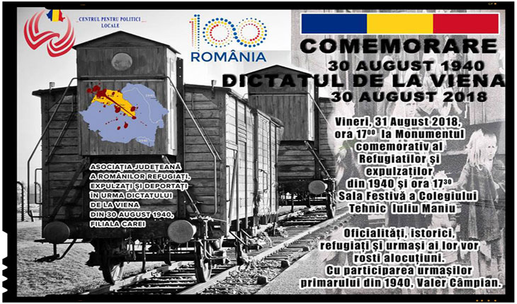 Comemorarea dramelor trăite de români după Dictatul de la Viena din 1940: ”Centenarul Marii Uniri. Carei, ultima frontieră”