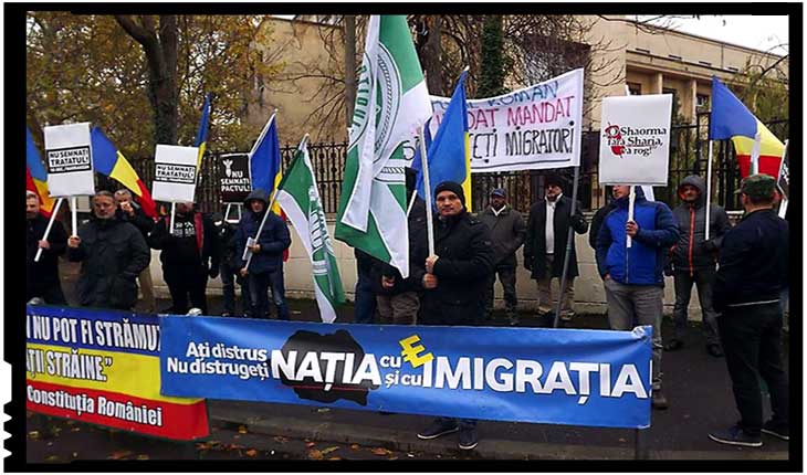 Protest împotriva Pactului pentru Migrație în fața Ministerului de Externe din România, Foto: facebook.com/crissie.contesa