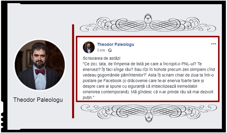 Theodor Paleologu despre PNL: E o faună râncedă și toxică. Cele mai mari lichele stau în primele rânduri, Foto: facebook.com/TPaleologu