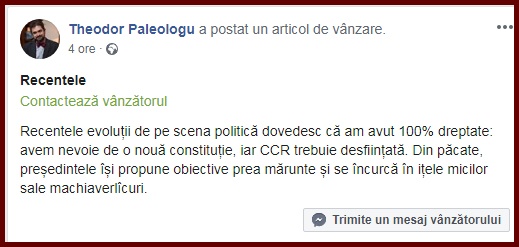 Foto: Captură facebook.com/toader.paleologu 