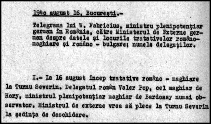 16 August 1940: momentul care conduce către Dictatul de la Viena din 30 august 1940