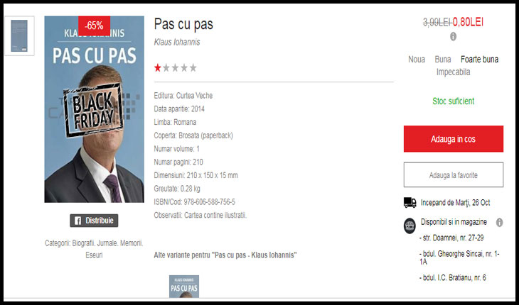 Cartea scrisă de Iohannis, “Pas cu pas”, a ajuns să valoreze mai puțin decât un sul de hârtie igienică: 0,8 lei!!!