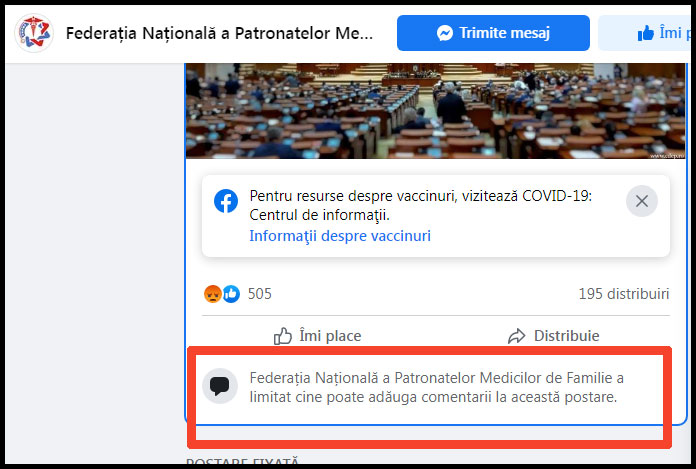 Federația Națională a Patronatelor Medicilor de Familie a ajuns de râsul curcilor: se teme de comentariile libere ale oamenilor