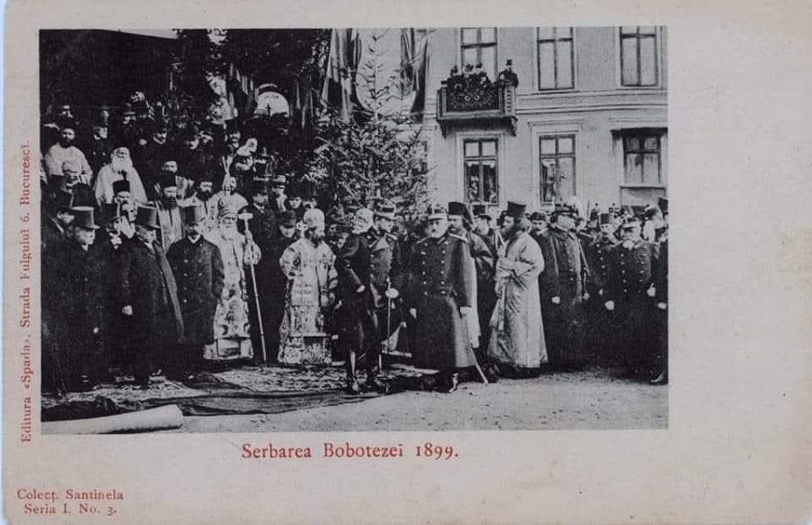 Slujba de Bobotează din din anul 1899, la care au participat Regele Carol I și Principele Ferdinand.