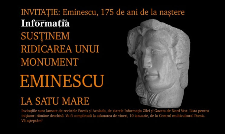 Inițiativă românească: Ridicarea unui monument al lui EMINESCU la Satu Mare