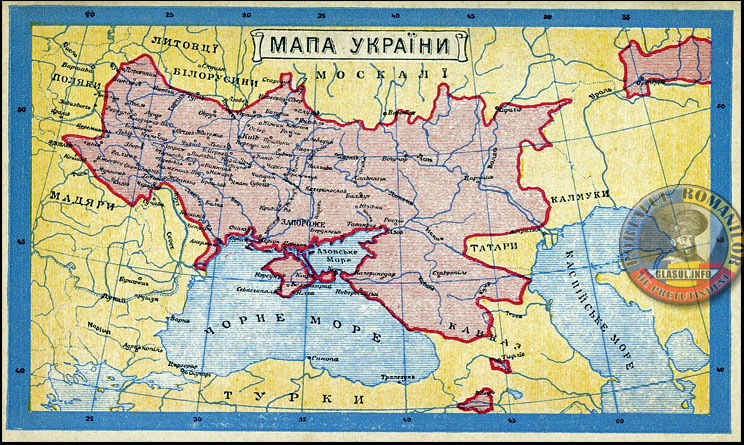 18 Ianuarie 1919 - Delegația ucraineană prezintă la lucrările Conferinței de Pace de la Paris o hartă prin care revendicau teritorii din România