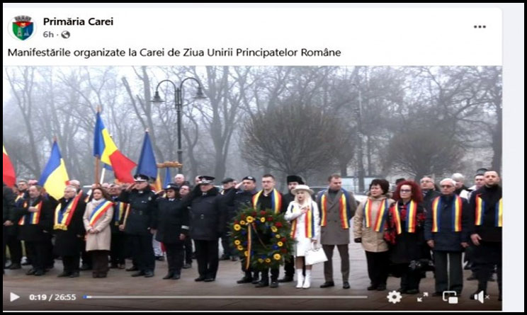 Românii sunt cenzurați la Carei de primarul UDMR. Poezia ,, Un glas peste Carpați,, a fost scoasă din înregistrarea de pe pagina Primăriei de Ziua Unirii Principatelor Române