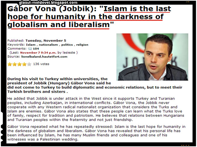 Gabor Vona, Jobbik : „Islamul este ultima speranta pentru umanitate in intunericul globalismului si liberalismului”
