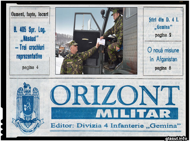 S-au implinit 68 de ani de la înfiinţarea ziarului „Orizont militar”, periodic al Diviziei 4 Infanterie „GEMINA”