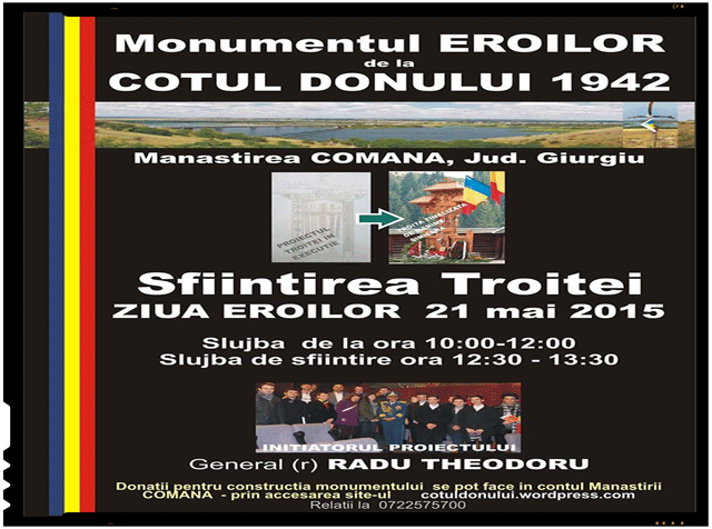 Un prim monument al celor 250,000 de români jertfiți la Cotul Donului în 1942 a fost inaugurat de Ziua Eroilor, pe 21 mai 2015