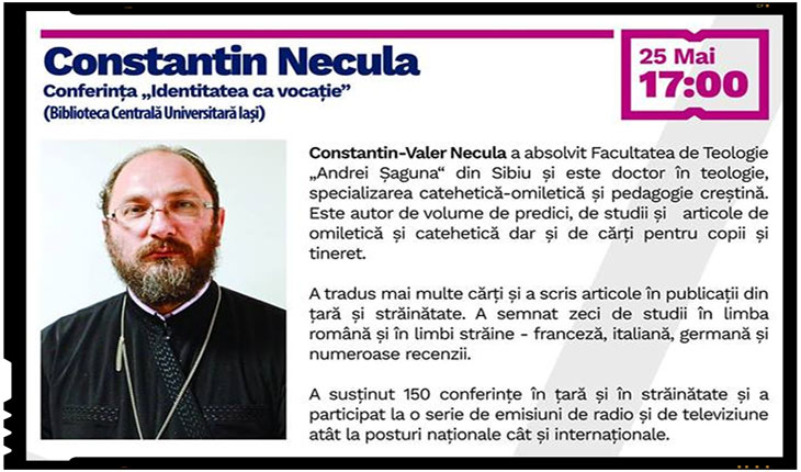 Preotul Constantin Necula sustine doua conferinte la IASI, foto: facebook.com/festivaliasi/