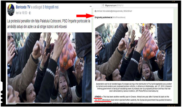 Fake News cat casa! Greci imbrancindu-se pentru a primi portocale prezentati de propaganda ca fiind pensionari carora le-a impartit PSD portocale!, Foto: facebook