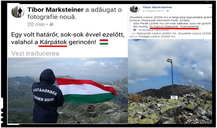 Provocare! Gest sfidator cu steagul Ungariei facut de un politist de frontiera maghiar prin muntii României! N-ar fi timpul ca si autoritatile romanesti sa ceara niste explicatii la nivel diplomatic?