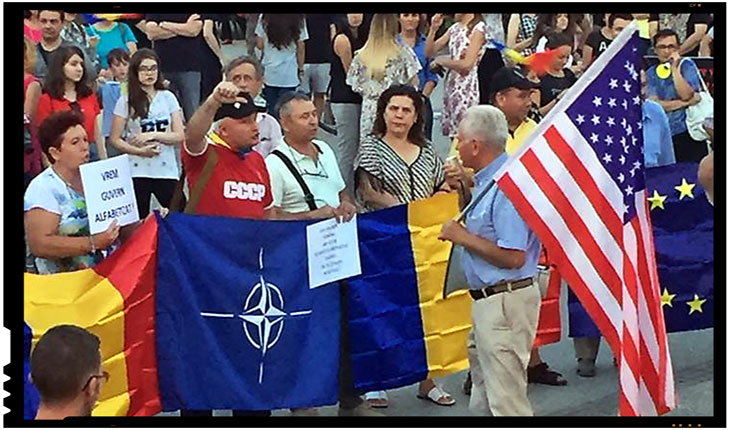 Războiul steagurilor la IAȘI: "I-am spus că-mi dau jos tricoul dacă schimbă steagul cu cel al României și dispare și steagul NATO de la miting!", Foto: facebook.com/liviu.tiganasu