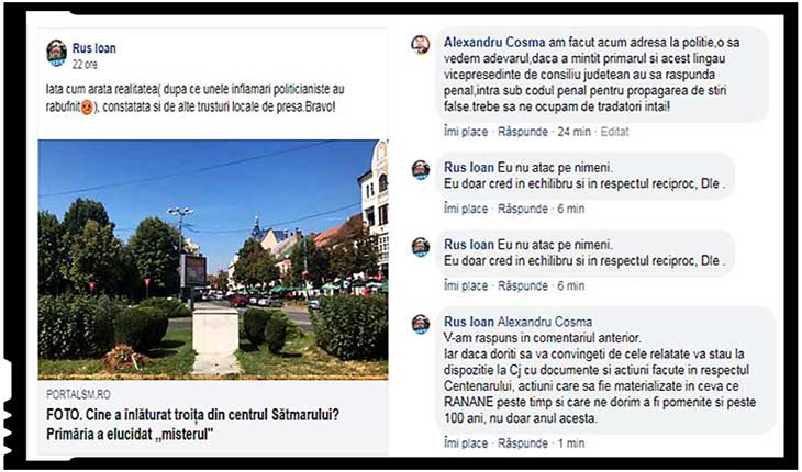 Reacția unui sătmărean față de poziția vicpreședintelui CJ Satu Mare în scandalul dezinstalării troiței românești