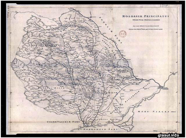 Harta Moldovei realizata de Dimitrie Cantemir (1737)