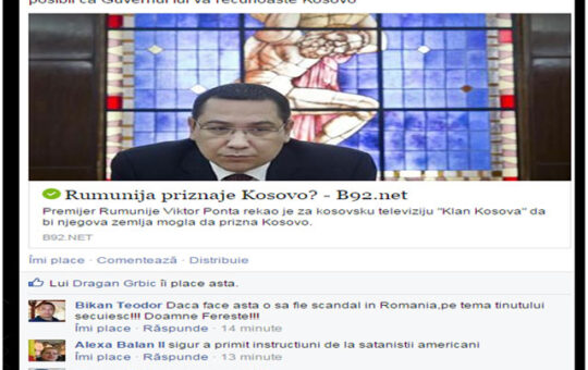 Sarbii despre intentia lui Ponta de a recunoaste Kosovo: " Afacere tiganeasca!", foto: captura Facebook, b92.net