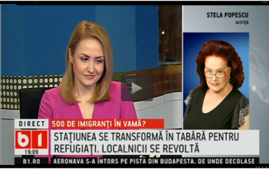 Stela Popescu se declara impotriva aducerii imigrantilor la Vama Veche, foto: captura B1 TV