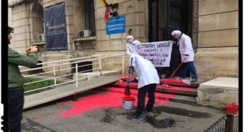 Protest in fata Ministerului Sanatatii din Romania