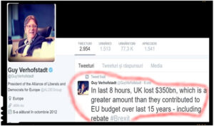 GUY VEHOFSTADT: "Marea Britanie a pierdut in ultimele opt ore 350 de miliarde de dolari, o suma mai mare decat contributia la bugetul UE in ultimii 15 ani"