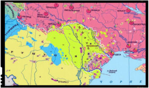 Hărți etnice sovietice din 1988 și 1991 (în ucraineană) arătând popoarele "român și moldovenesc" (primul în galben, al doilea verde deschis) ca diferite, prima conform poziției oficiale sovietice din anii 1938-1990, a doua din punctul de vedre "moldovenist maximalist"
