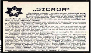 Organizatii patriotice romanesti de altadata: Societatea "STEAUA"