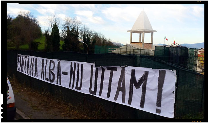 Mesajul "FÂNTÂNA ALBĂ - NU UITĂM!" a ajuns la Biserica ortodoxă română din Pescara (Italia), Foto: facebook