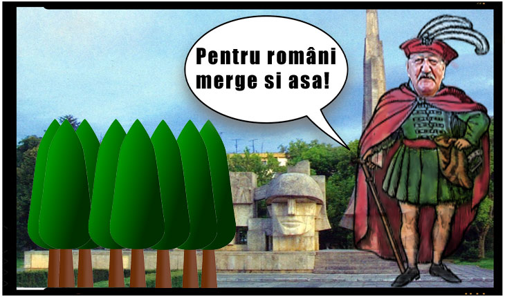 Când ai primar care urăște România: Monumentul Ostaşului Român de la Carei dosit de ochii publicului după o perdea de tuia înaltă de 9 metri!