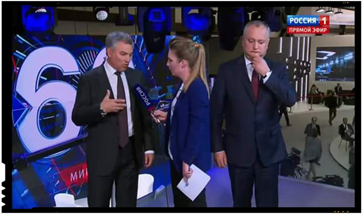 Și Republica Moldova are un ficus pe post de președinte! Dodon a fost folosit pe post de planta ornamentală de o televiziune din Rusia, Foto: facebook.com/ProUnire