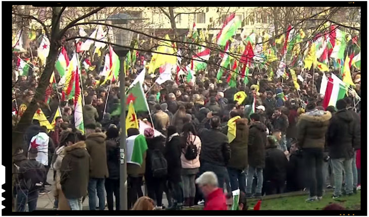 Protest al comunitatii kurde din Germania, Foto: captura video youtube